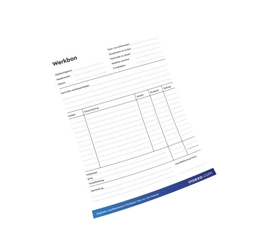 Voorbeeld werkbon (Papier) Voorbeeld werkbon (Papier)